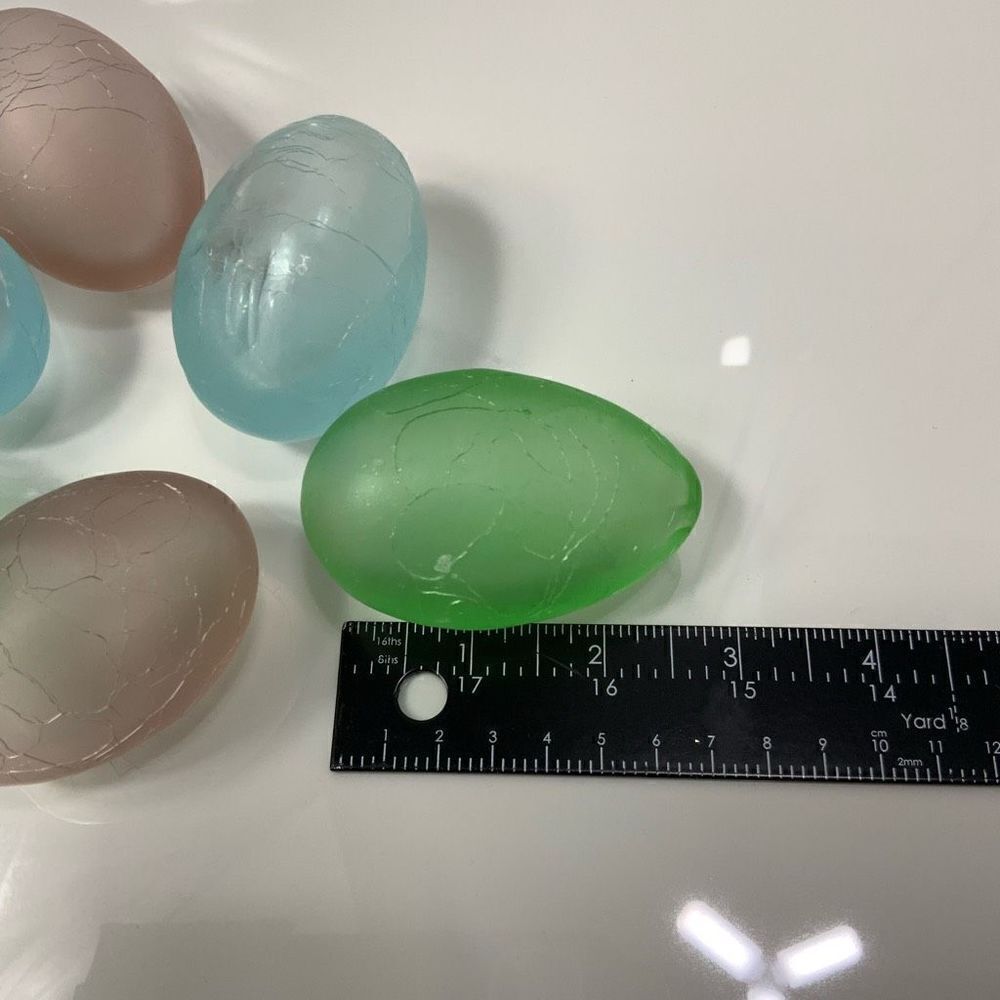 VINTAGE Blown Glass Crackle Easter Eggs Set of 7 - Picture 3 of 3